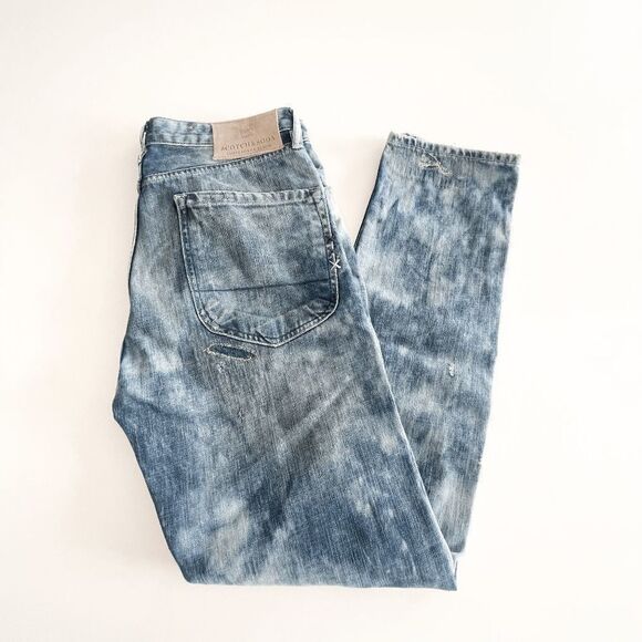 Scotch & Soda Dean Men's Denim Jeans Acid Wash Distressed Straight Leg 32x34 - Picture 1 of 10